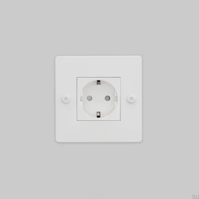 Base individual con logo Tipo F Lineal 1G Acero Blanco Norma Europea