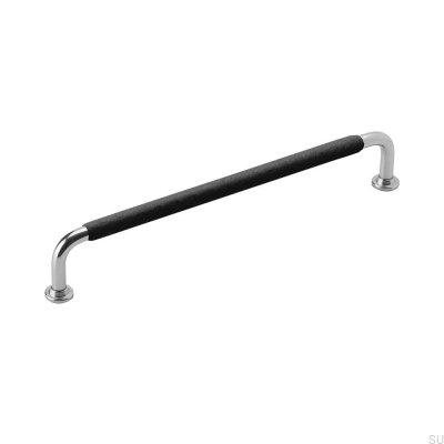 Tirador para mueble rectangular 1353192 Cuero negro níquel