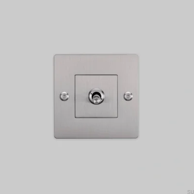 Interruptor único con logotipo Linear 1G Acero Acero Plata Estándar Europeo