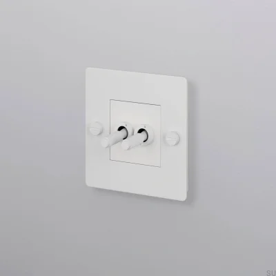 Interruptor doble sin logo Cruz 1G Acero Blanco Norma Europea