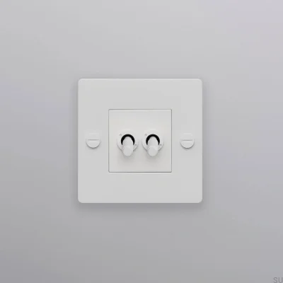 Interruptor doble sin logo Cruz 1G Acero Blanco Norma Europea