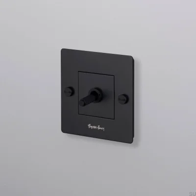 Interruptor individual con logotipo Cross 1G, acero, negro, estándar europeo