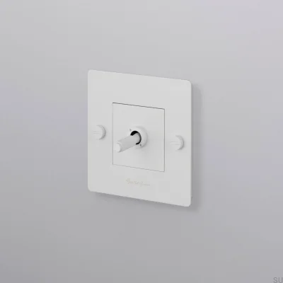Interruptor individual con logotipo Cross 1G, acero, blanco, estándar europeo