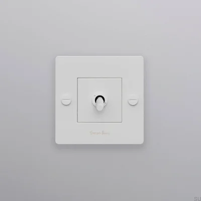 Interruptor individual con logotipo Cross 1G, acero, blanco, estándar europeo