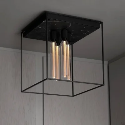 Lámpara de techo de acero y mármol negro Caged Cross 4.0