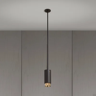 Lámpara colgante con forma de cruz de escape, acero, grafito y latón