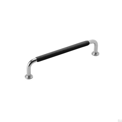 Tirador para mueble alargado 1353128 Cuero negro níquel