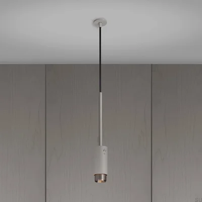 Escape Lineal Gris Acero con Foco Colgante Plateado
