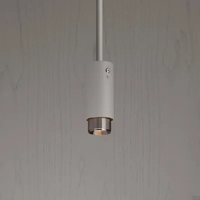 Escape Lineal Gris Acero con Foco Colgante Plateado