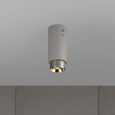 Escape lineal gris acero con foco de techo plateado