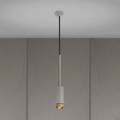 Escape Lineal Gris Acero con Foco Colgante de Latón
