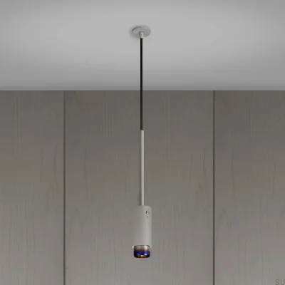 Lámpara colgante lineal de acero gris con foco de acero quemado