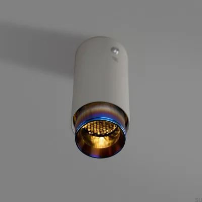 Lámpara de techo lineal de acero gris con foco de acero quemado