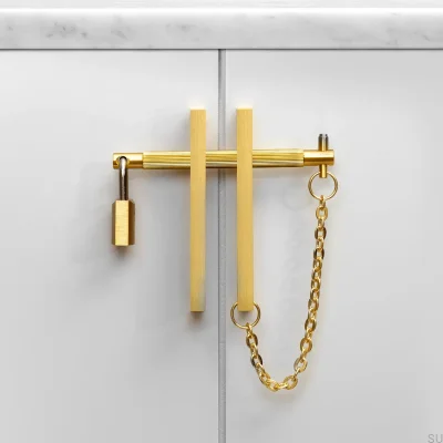 Tirador para mueble con cerradura Precious Bar 70 Latón