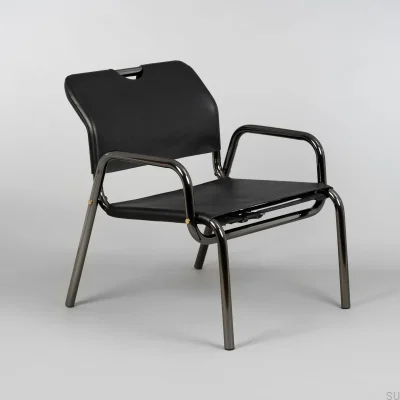 Sillón modular Chopper en cromo negro con detalles en latón
