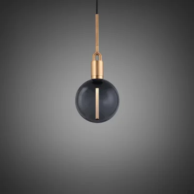 Pantalla de lámpara de vidrio soplado con forma de globo, color ahumado medio