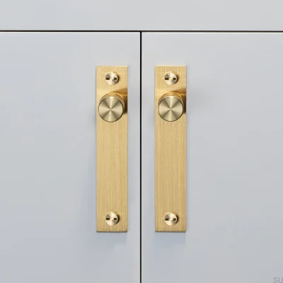Pomo para mueble con placa en cruz y arandela de latón de 20 mm (juego de 2)