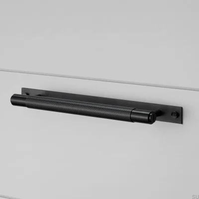 Tirador largo para mueble con placa en cruz acero 225 negro