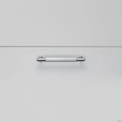 Tirador alargado para muebles Linear 125 de acero plateado