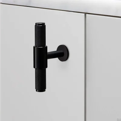 Tirador para muebles T-Bar Cross 95 de acero negro