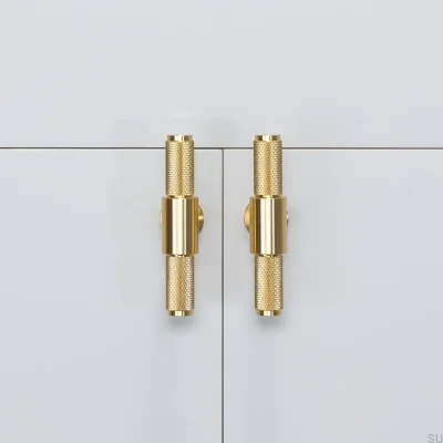 Tirador para muebles de latón con barra en T y cruz de 95 mm