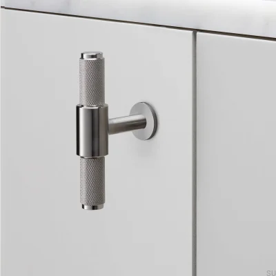 Tirador para muebles en forma de T de acero 95 en forma de cruz y color plateado