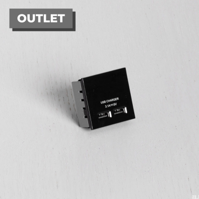 Módulo de doble toma USB para placa europea, color negro, estándar británico
