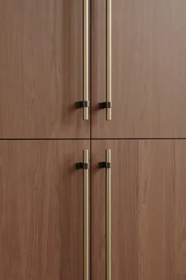 Tirador alargado para muebles Bond 2x544 de aluminio cepillado dorado con bronce antiguo