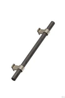 Tirador oblongo para muebles Bond Wood 2x544, roble negro con detalles dorados cepillados