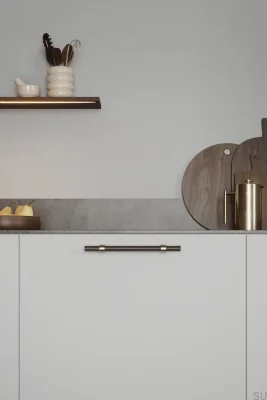 Tirador oblongo para muebles Bond Wood 2x544, roble negro con detalles dorados cepillados