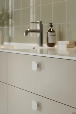 Pomo para muebles Tabula 40 de cerámica blanca