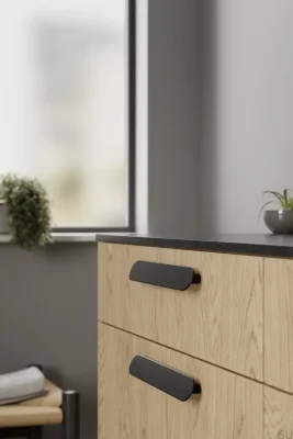 Tirador alargado para muebles Miro 160, metal, negro mate