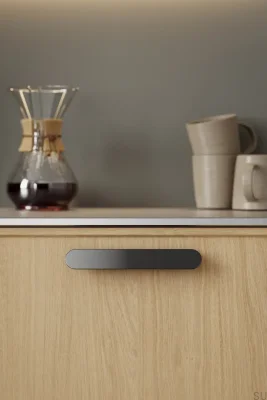 Tirador alargado para muebles Miro 160, metal, níquel negro