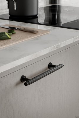 Tirador alargado para muebles Villa 128, metal, negro mate