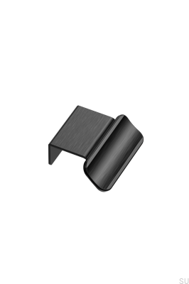 Tirador para muebles Volet 20 con borde de aluminio, acabado negro mate cepillado.