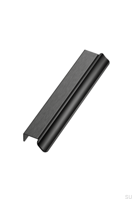Tirador para muebles Volet 160 con borde de aluminio, acabado negro mate cepillado.