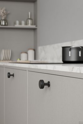 Pomo redondo Villa 30 de metal negro mate para muebles