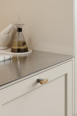 Pomo para muebles Segmento 44 Madera de roble con acero
