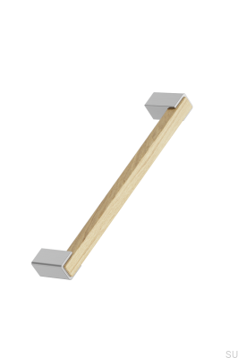Tirador largo para muebles Segmento 160 Madera de roble con plata