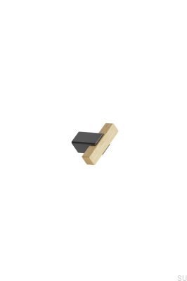 Pomo para muebles Segmento 44 Madera de roble con acero negro mate