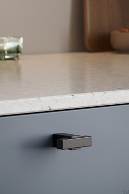 Pomo para muebles Segmento 44 Madera de roble con acabado negro mate