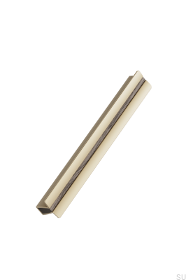 Tirador alargado para muebles Papillon 160, aluminio dorado mate con madera de roble