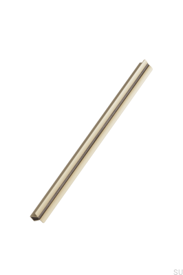 Tirador alargado para muebles Papillon 320, aluminio dorado mate con madera de roble