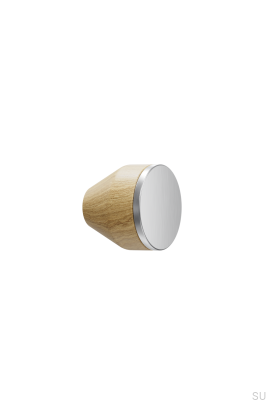 Pomo para muebles Melura 30, de madera, roble y acero plateado