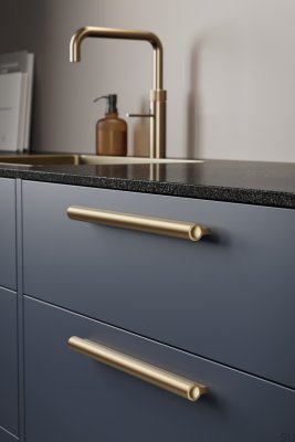 Tirador alargado para muebles Lucente 1088, aluminio, oro mate