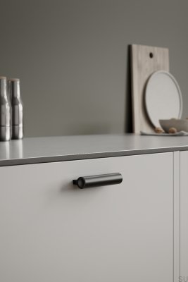 Tirador alargado para muebles Lucente 64, aluminio, negro mate
