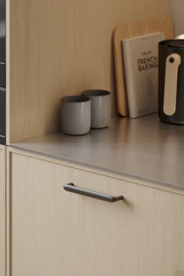 Manija alargada para muebles Cobra 160 de metal color gris plomo