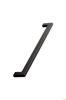Tirador alargado plano 256 para muebles, de metal, negro