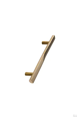 Tirador oblongo para muebles Scultura 128, latón pulido, sin barnizar