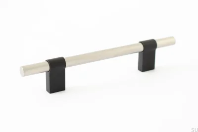 Tirador alargado para muebles Line Big Mix 128 de aluminio negro con acero cepillado